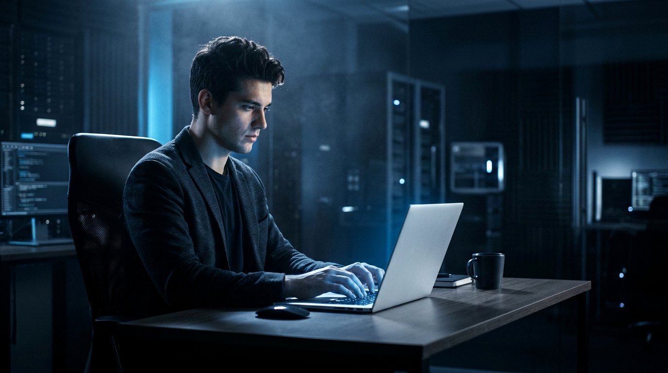 A person working with AI tools on their own account